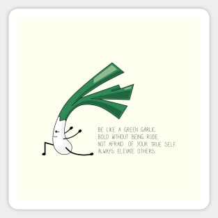 Cartoon green garlic fun inspirational quote Sticker